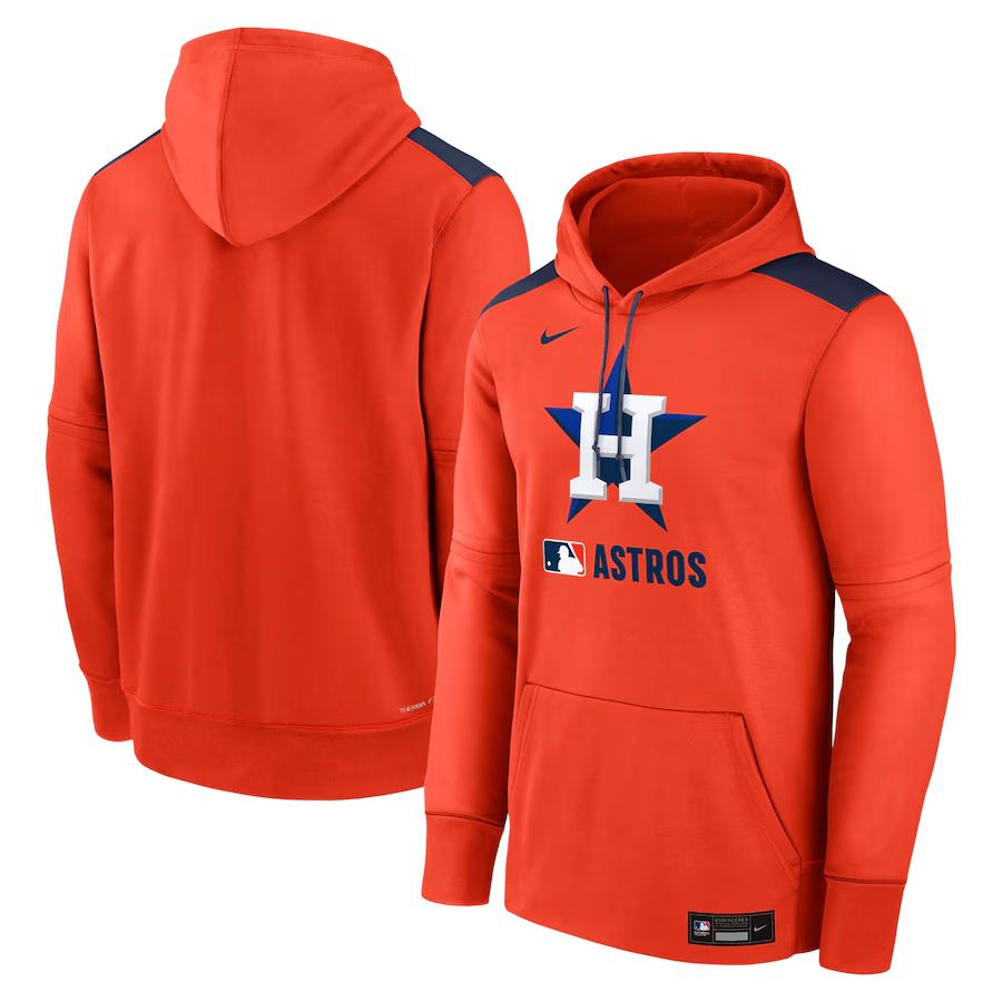 Men 2025 MLB Houston Astros Orange Nike hoodie style 1